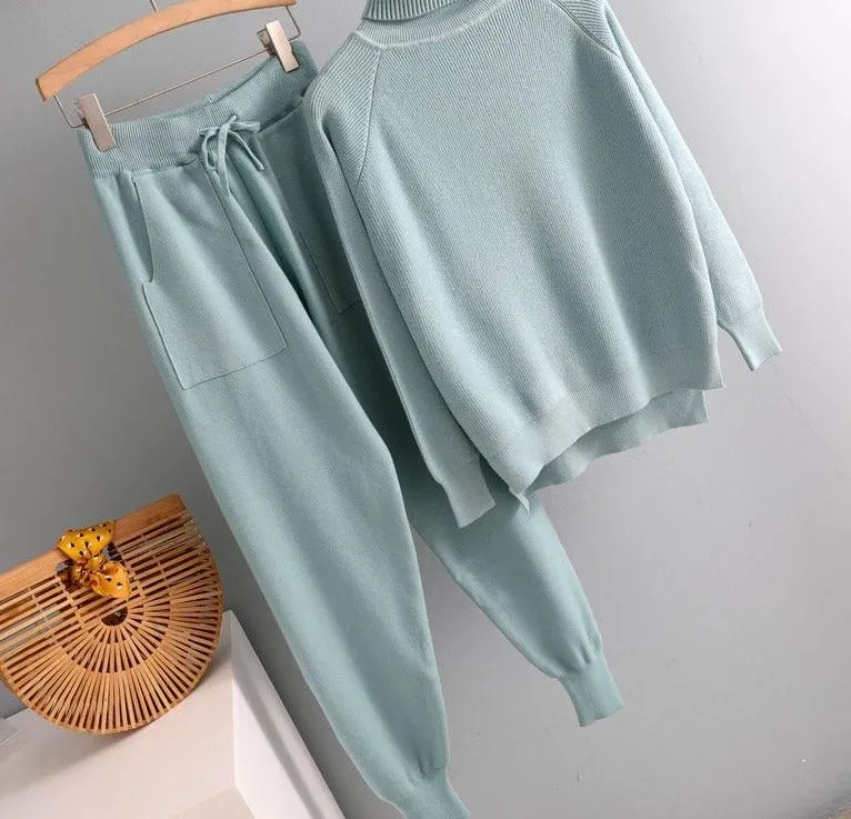 2 Pieces Set  Knitted Tracksuit