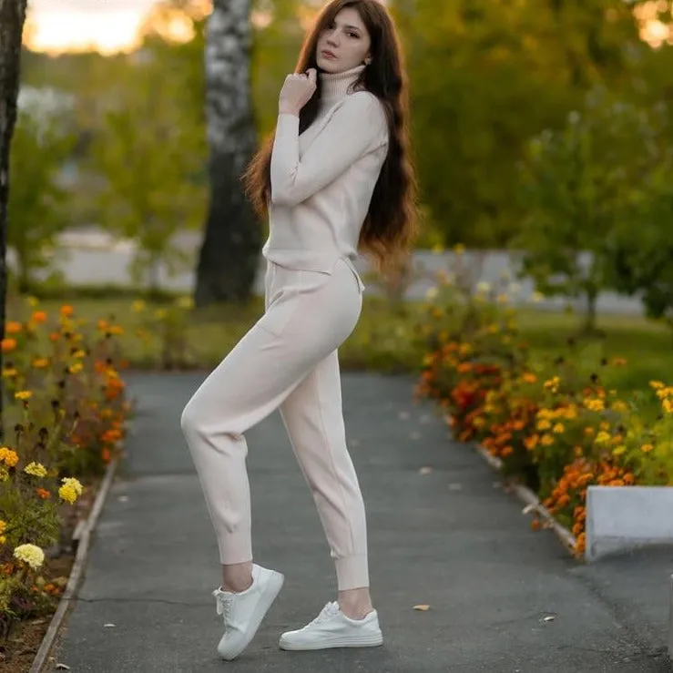 2 Pieces Set  Knitted Tracksuit