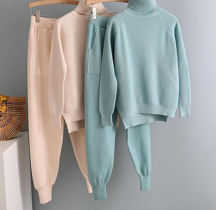 2 Pieces Set  Knitted Tracksuit