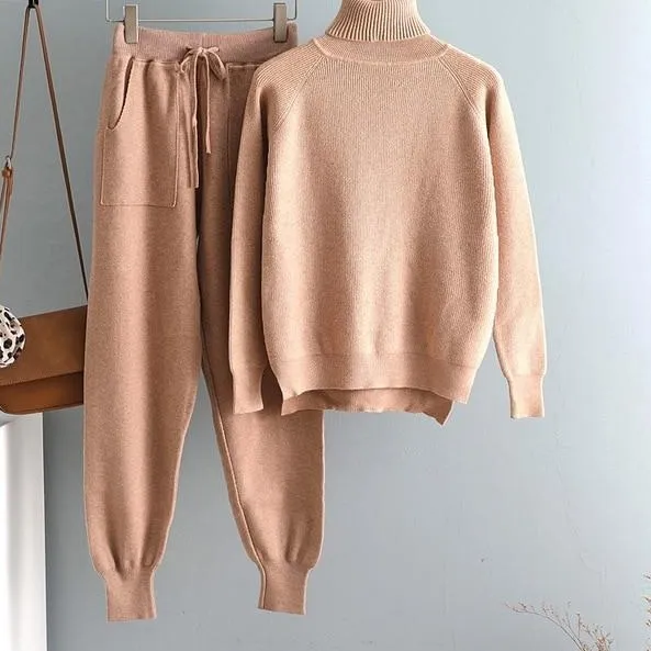 2 Pieces Set  Knitted Tracksuit