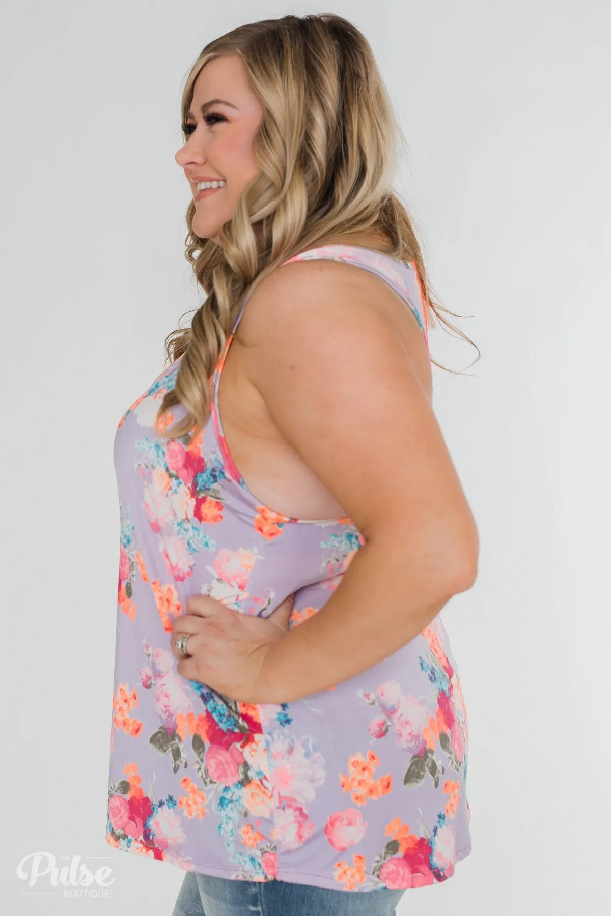 A Coral Floral Summer Tank - Lilac