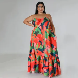 Adeline Plus Size Floral Tiered A-Line Maxi Dress