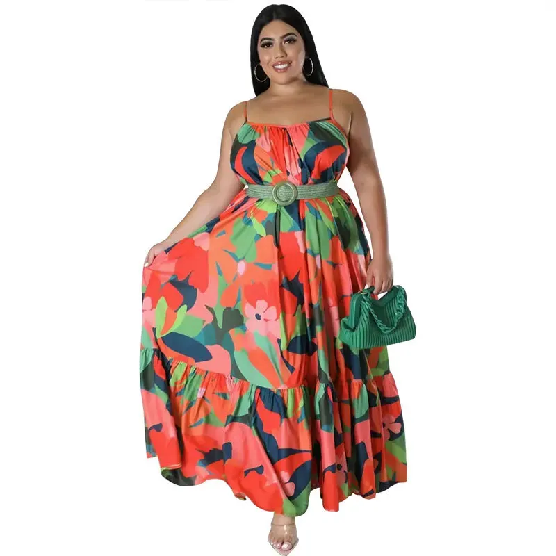Adeline Plus Size Floral Tiered A-Line Maxi Dress