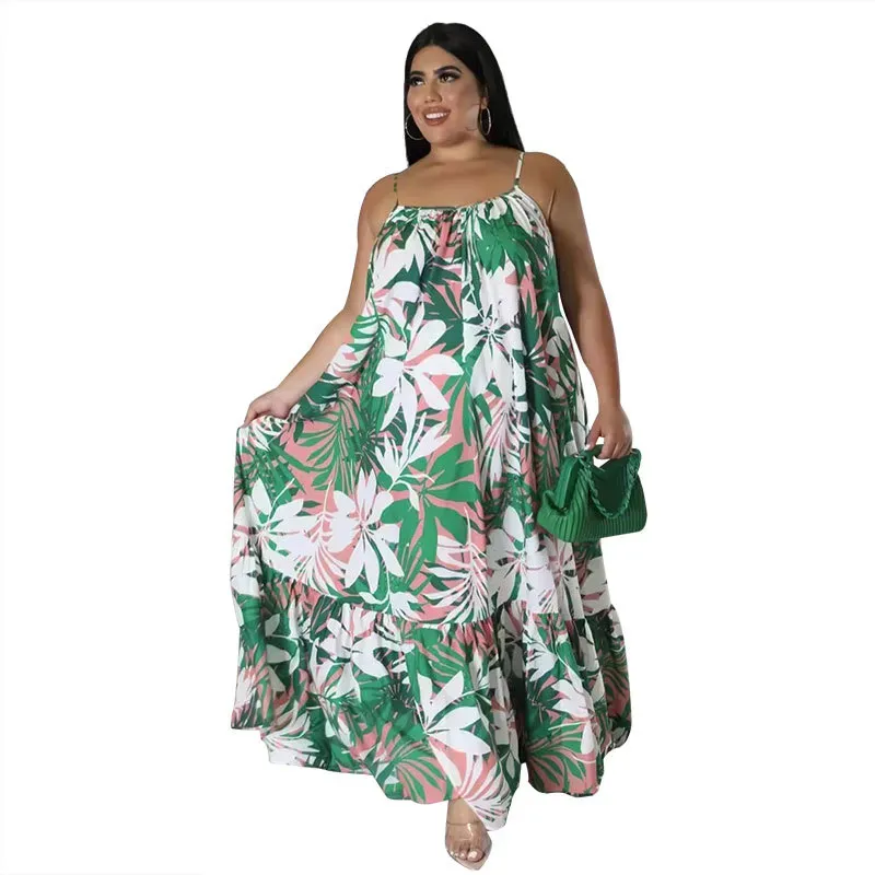 Adeline Plus Size Floral Tiered A-Line Maxi Dress