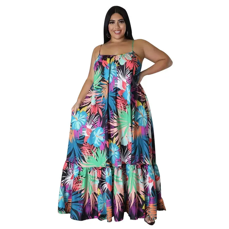 Adeline Plus Size Floral Tiered A-Line Maxi Dress