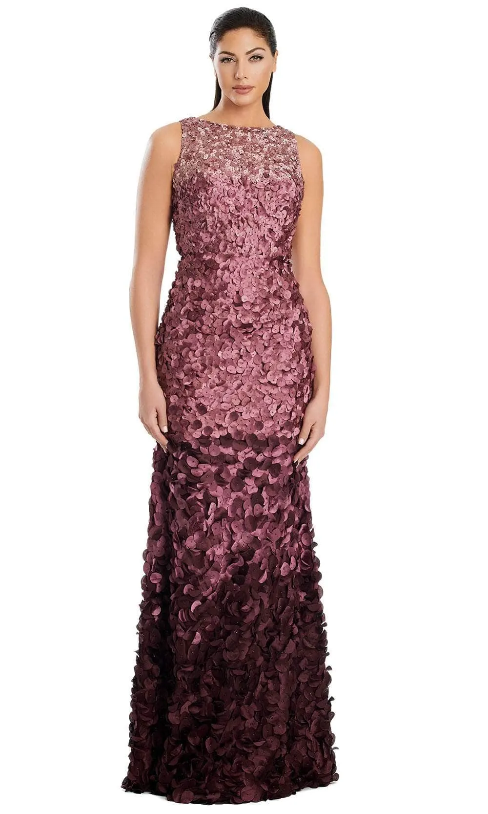 Alexander by Daymor 3062S25 - Jewel Neckline Ombre Appliqued Gown