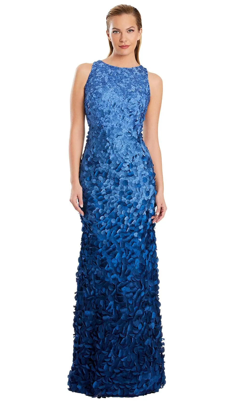 Alexander by Daymor 3062S25 - Jewel Neckline Ombre Appliqued Gown