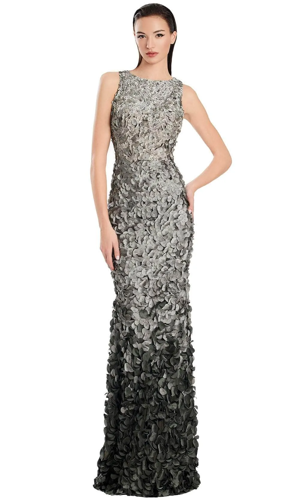 Alexander by Daymor 3062S25 - Jewel Neckline Ombre Appliqued Gown