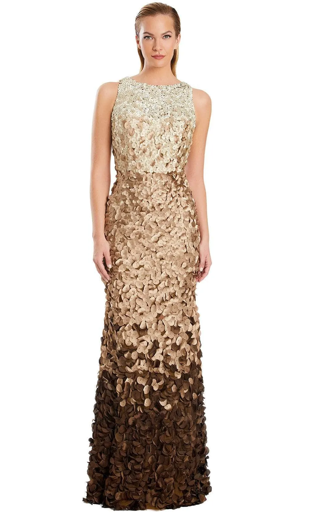 Alexander by Daymor 3062S25 - Jewel Neckline Ombre Appliqued Gown