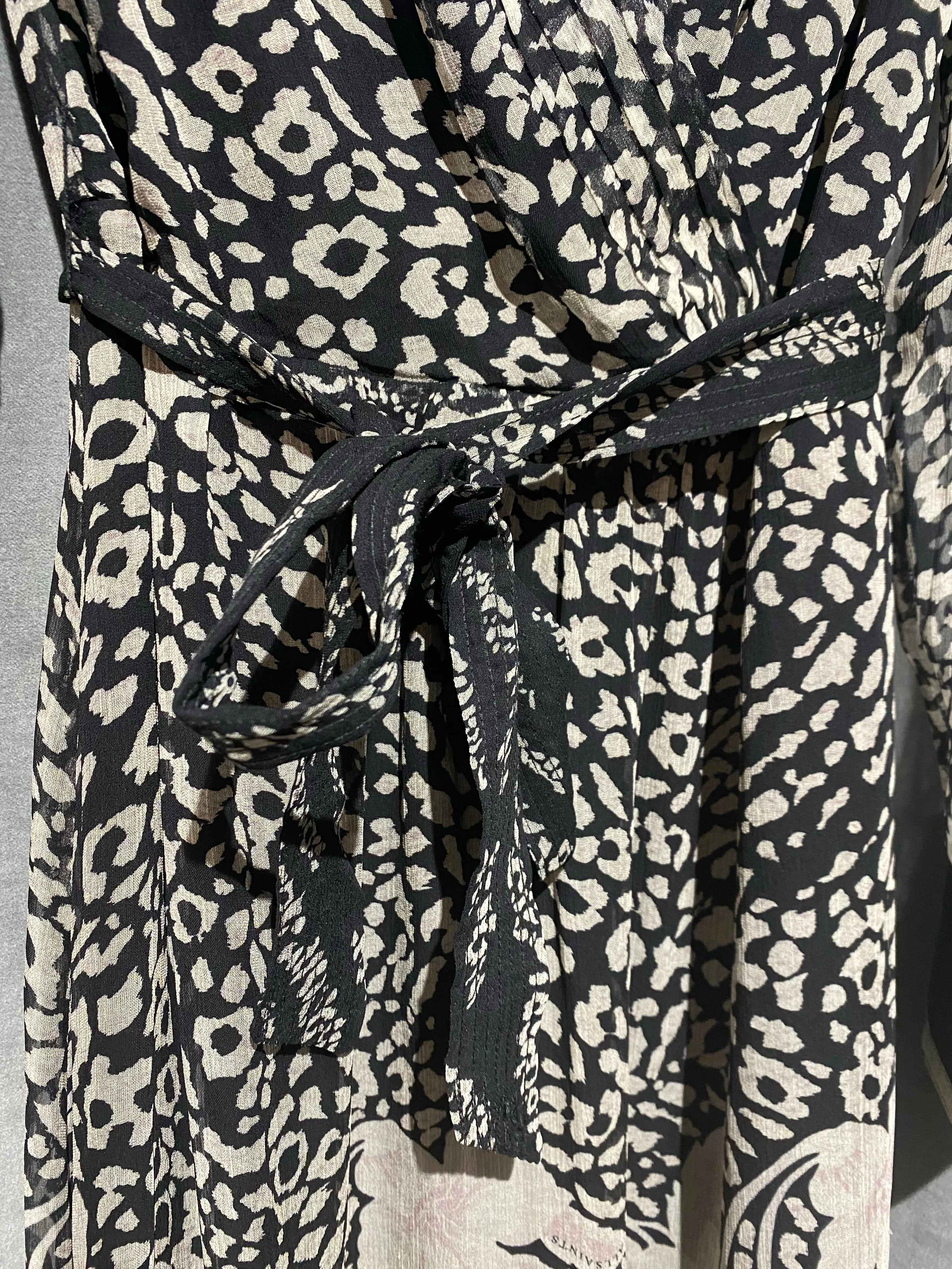 All Saints Long Sleeve Floral Print Sheer Flowy Midi Dress