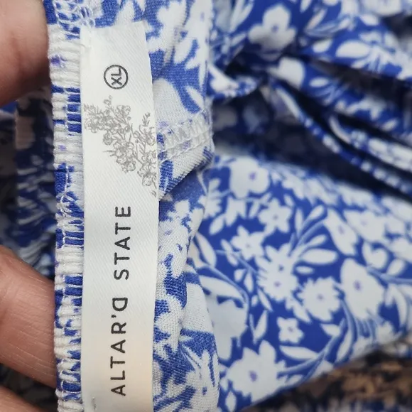 Altard State, Spring, Summer, Ruffled Sleeves, Floral Blue and White Dress SZ XL