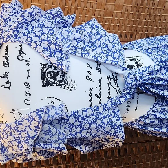 Altard State, Spring, Summer, Ruffled Sleeves, Floral Blue and White Dress SZ XL