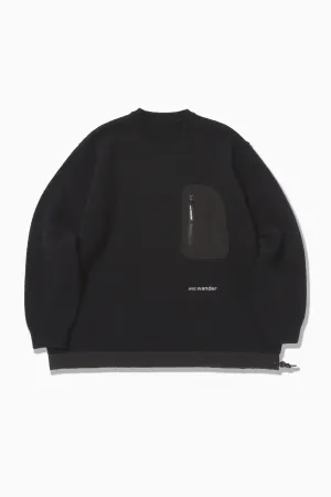 and wander - Shetland Wool Sweater - Black
