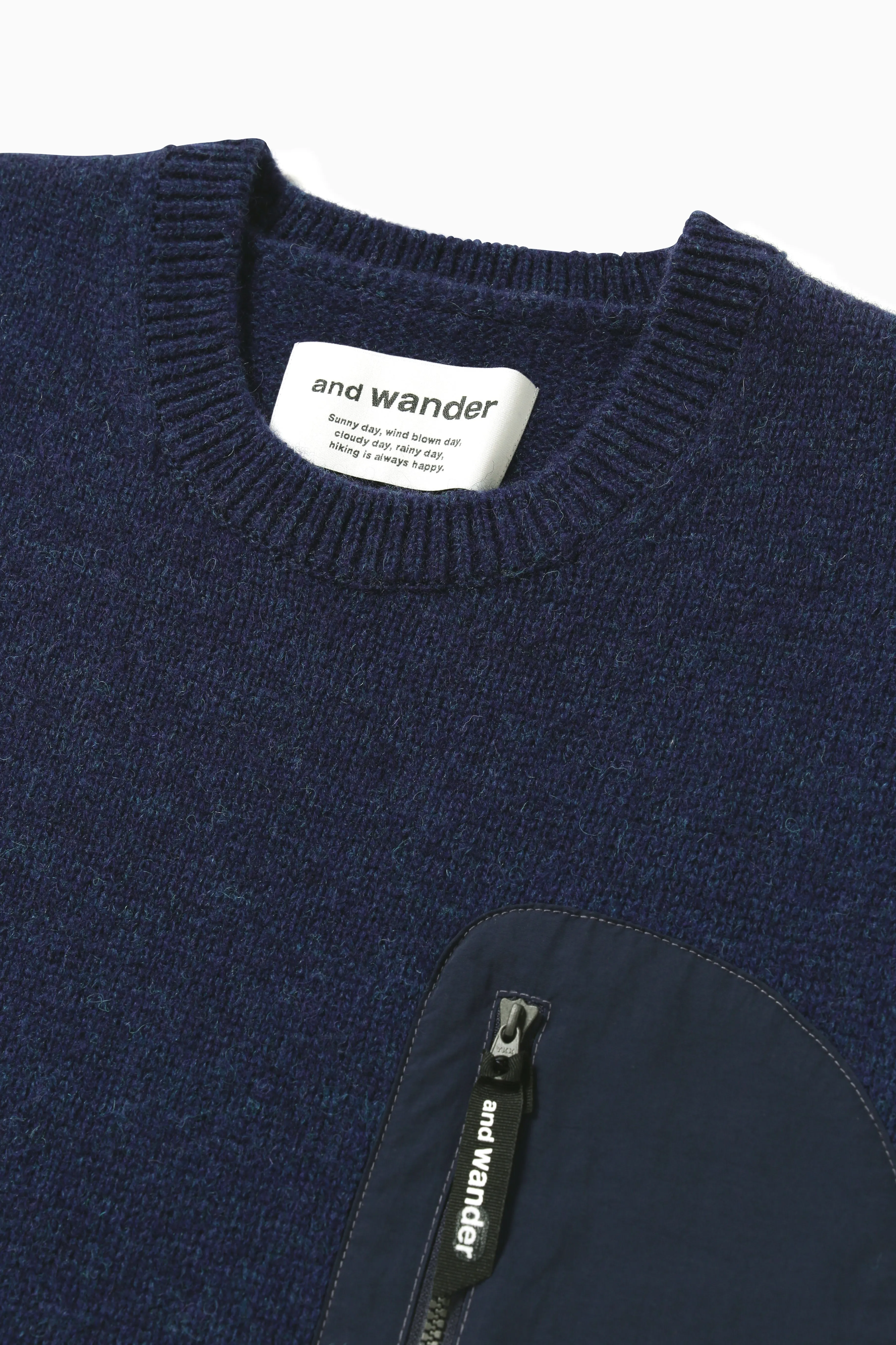 and wander - Shetland Wool Sweater - Blue
