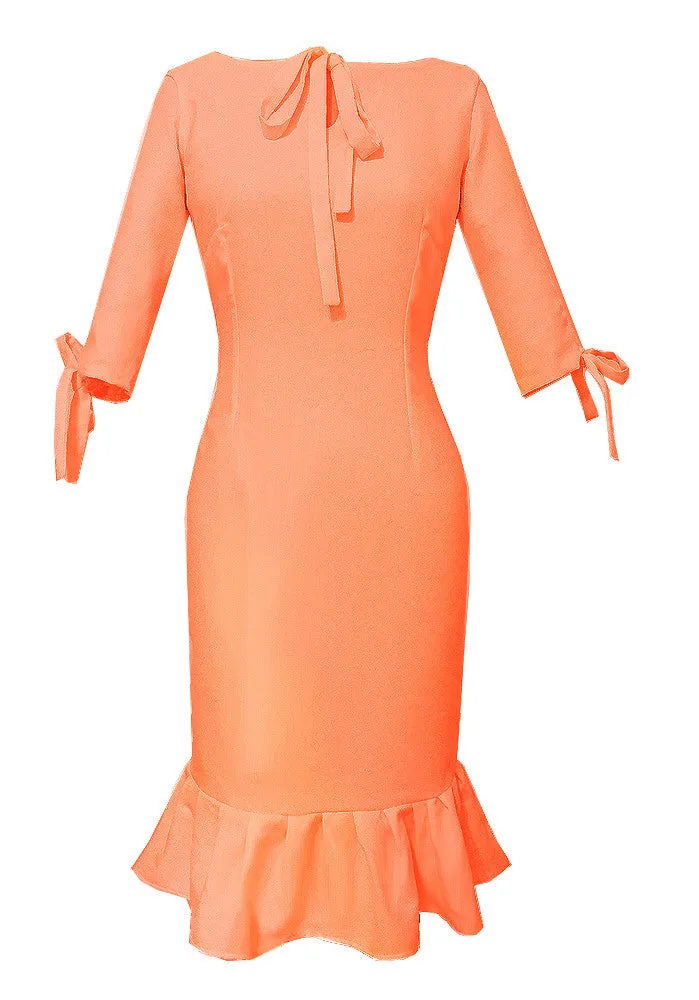 Andalusia Sheath Dress with Tie Neck