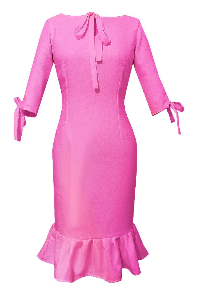 Andalusia Sheath Dress with Tie Neck