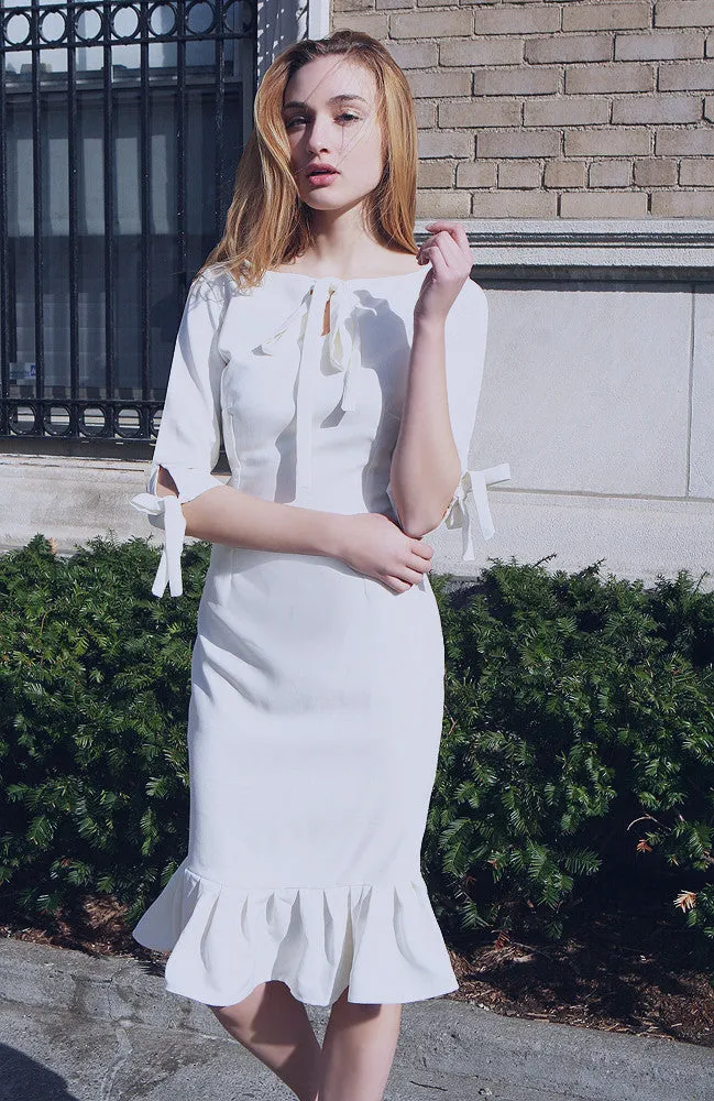 Andalusia Sheath Dress with Tie Neck