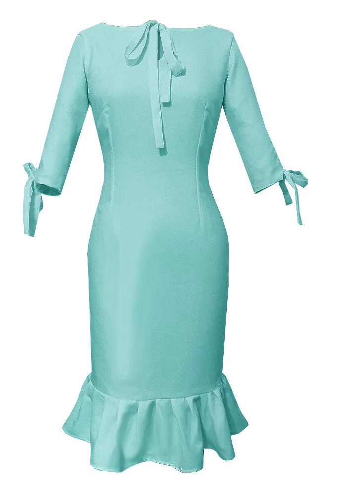 Andalusia Sheath Dress with Tie Neck