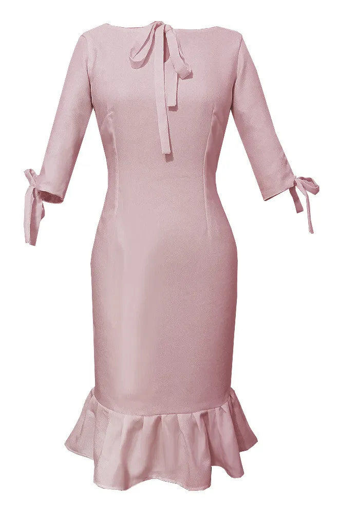 Andalusia Sheath Dress with Tie Neck