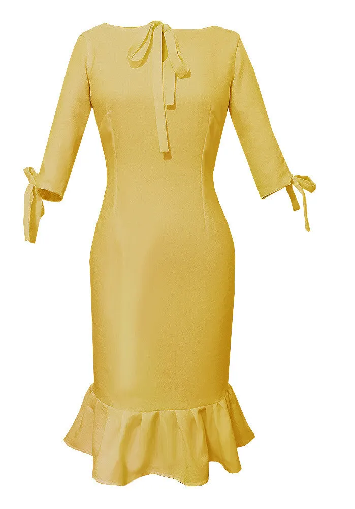 Andalusia Sheath Dress with Tie Neck