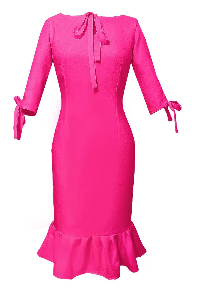 Andalusia Sheath Dress with Tie Neck