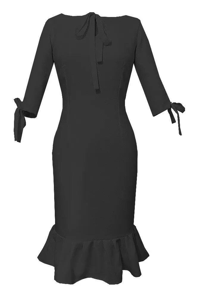 Andalusia Sheath Dress with Tie Neck