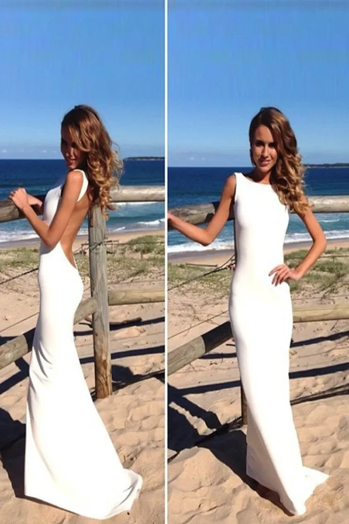 Anneprom Backless Sheath Chiffon Long Prom Dresses Evening Dresses APW0010