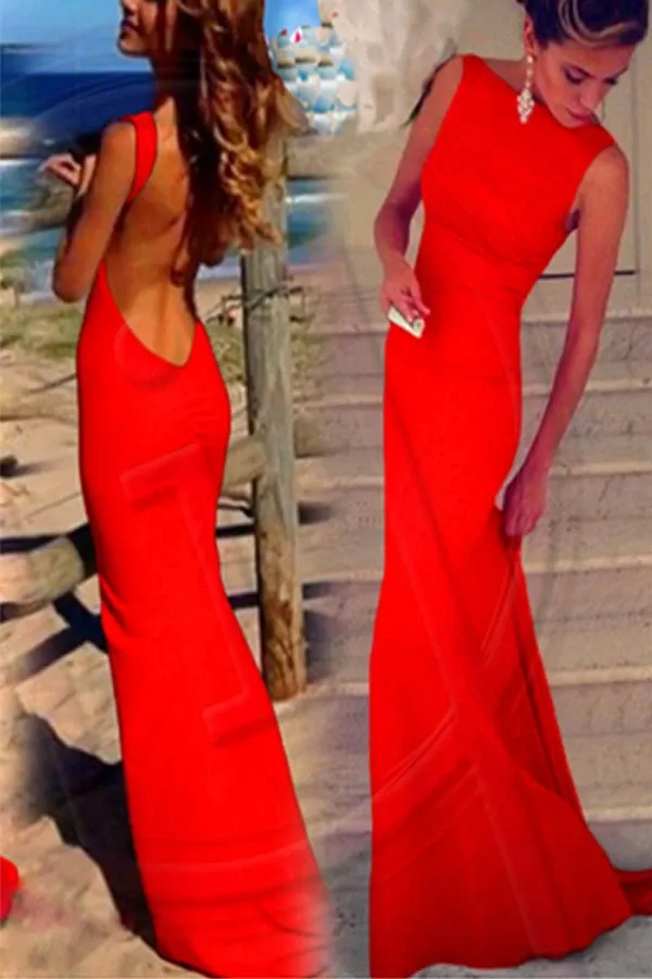 Anneprom Backless Sheath Chiffon Long Prom Dresses Evening Dresses APW0010