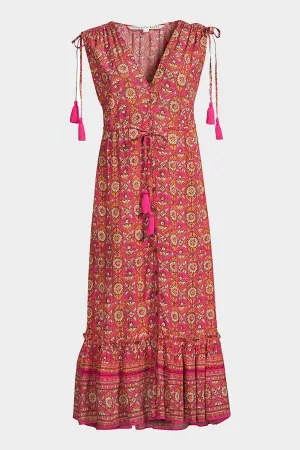 Arjuna Midi Dress in Fuchsia Multi
