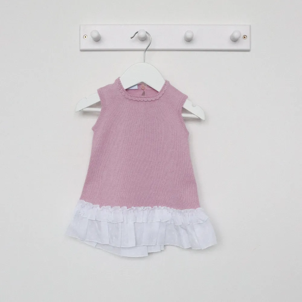 Artesania Granlei  Deep Pink Fine Knit Dress with Bow