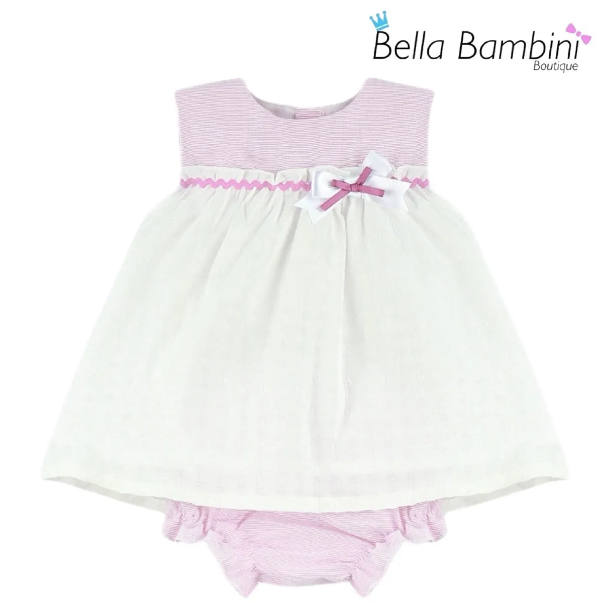 Baby Ferr Baby Girls Cherry Pink and White Dress