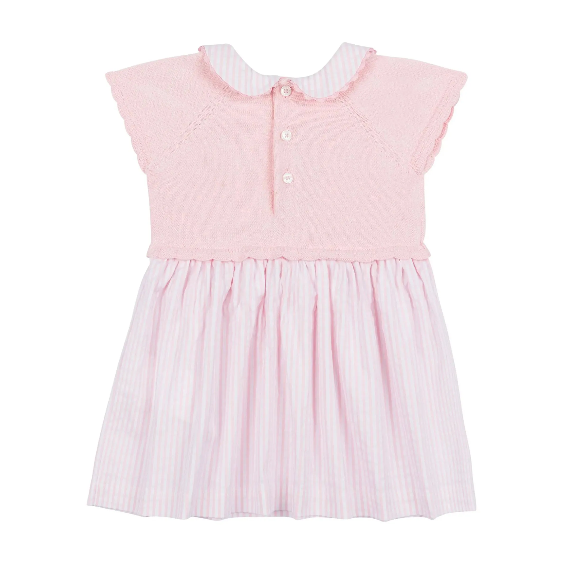 BABY GIRL SS KNIT TOP STRIPED DRESS W BEAR EMBROIDR