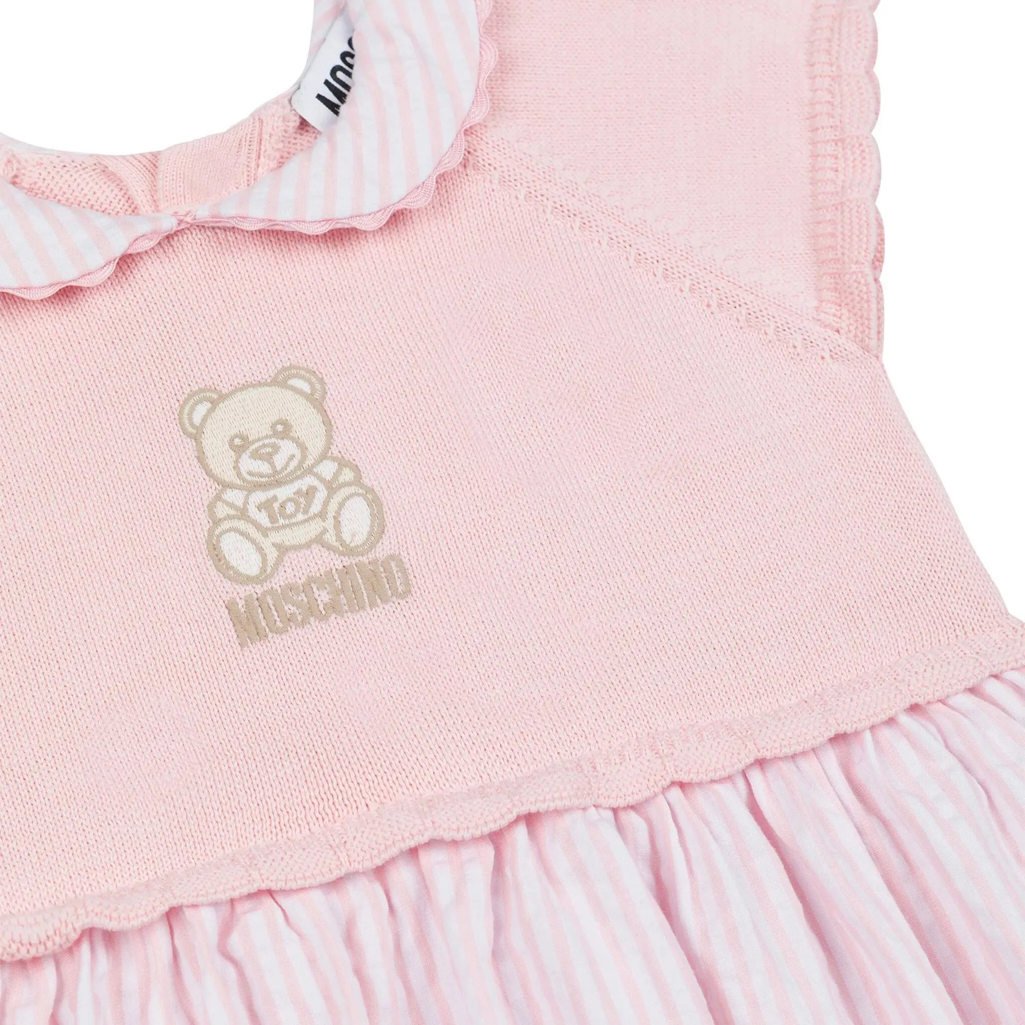 BABY GIRL SS KNIT TOP STRIPED DRESS W BEAR EMBROIDR
