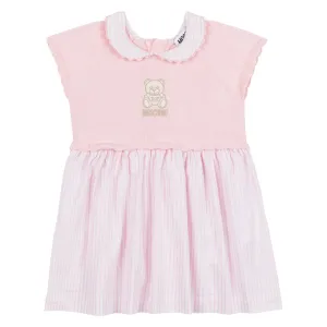 BABY GIRL SS KNIT TOP STRIPED DRESS W BEAR EMBROIDR