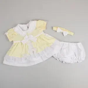 Baby Girls Lemon Dress Set with Knickers and Headband