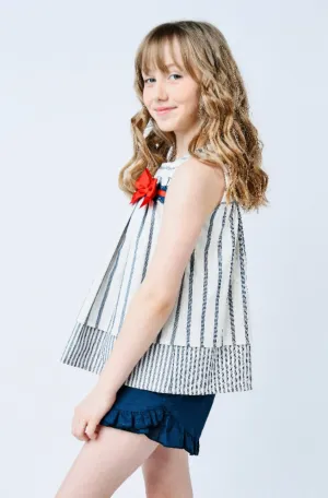 Basmarti Blue White & Red Girls Set