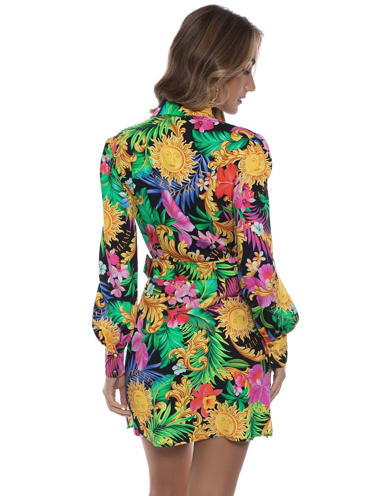 Belted Long Sleeve Shirt Dress