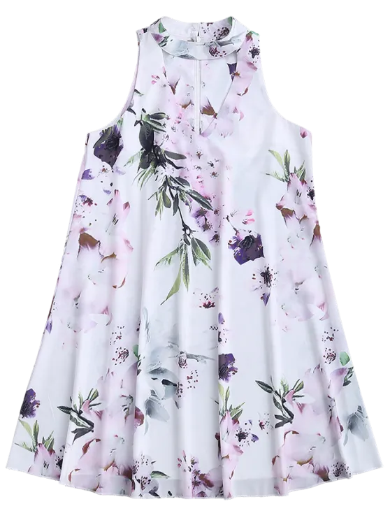 BerryBetty - Cute Sleeveless Floral Flowy Holiday Dress