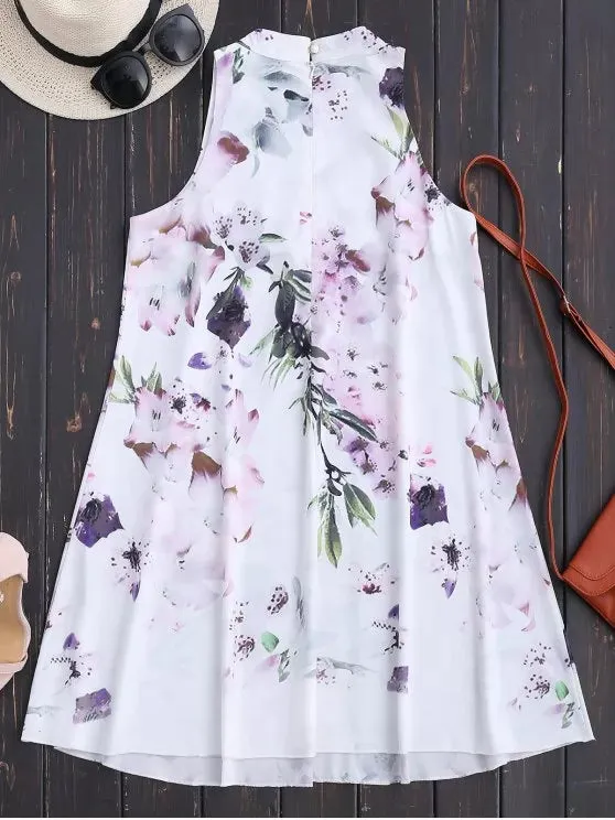 BerryBetty - Cute Sleeveless Floral Flowy Holiday Dress