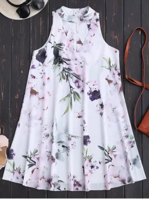 BerryBetty - Cute Sleeveless Floral Flowy Holiday Dress