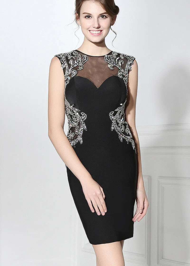 Black Cocktail Dresses With Beadings