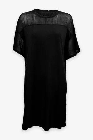 Black Gauze Jersey Medley Football Tee Dress
