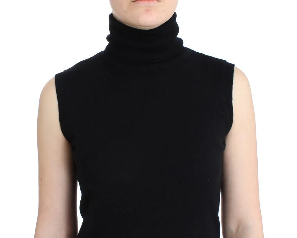 Black knitted wool dress