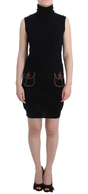 Black knitted wool dress
