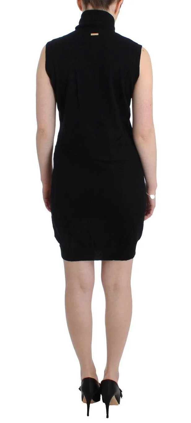 Black knitted wool dress