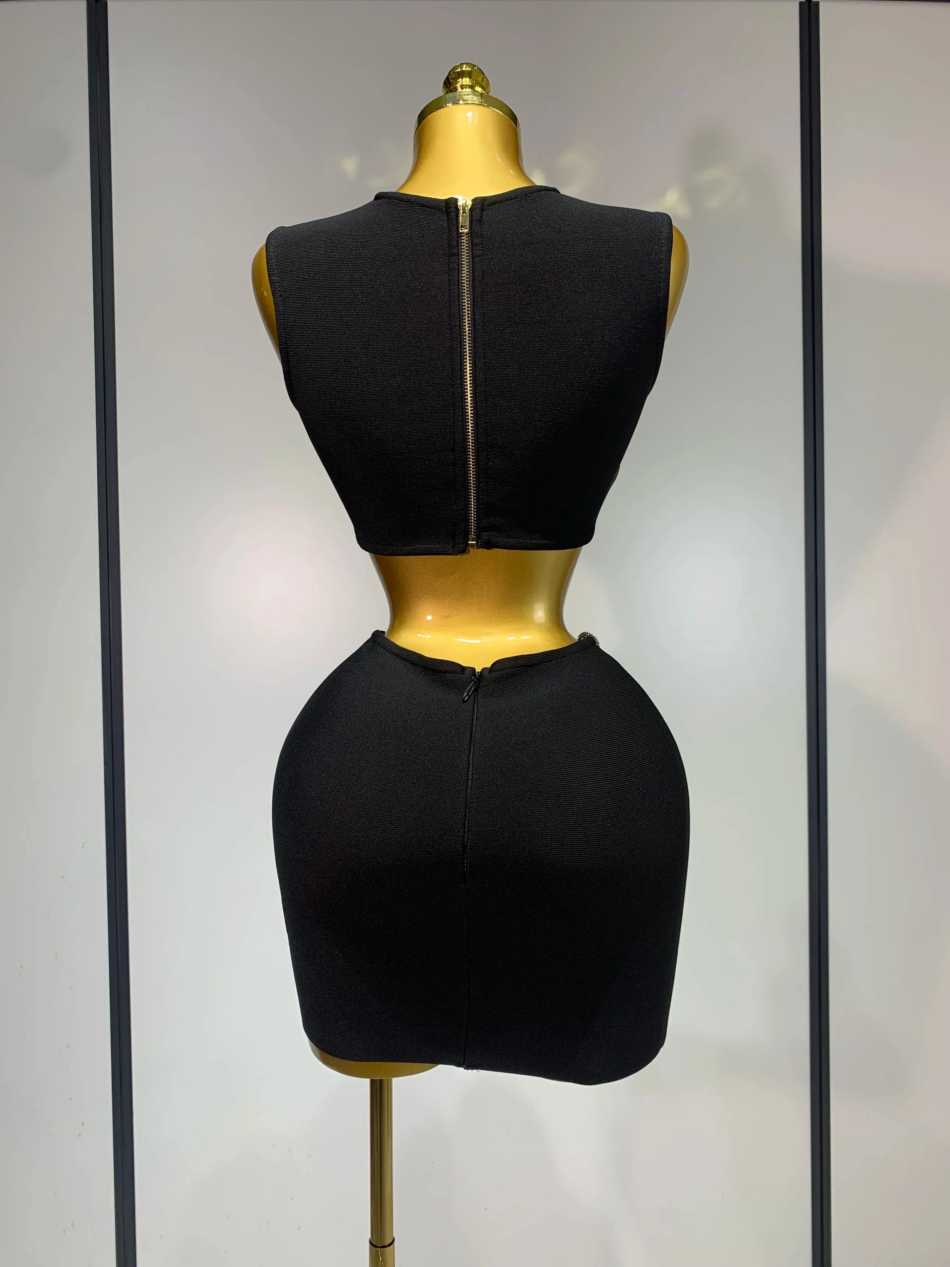 Black Mini Bandage Skirt Suit