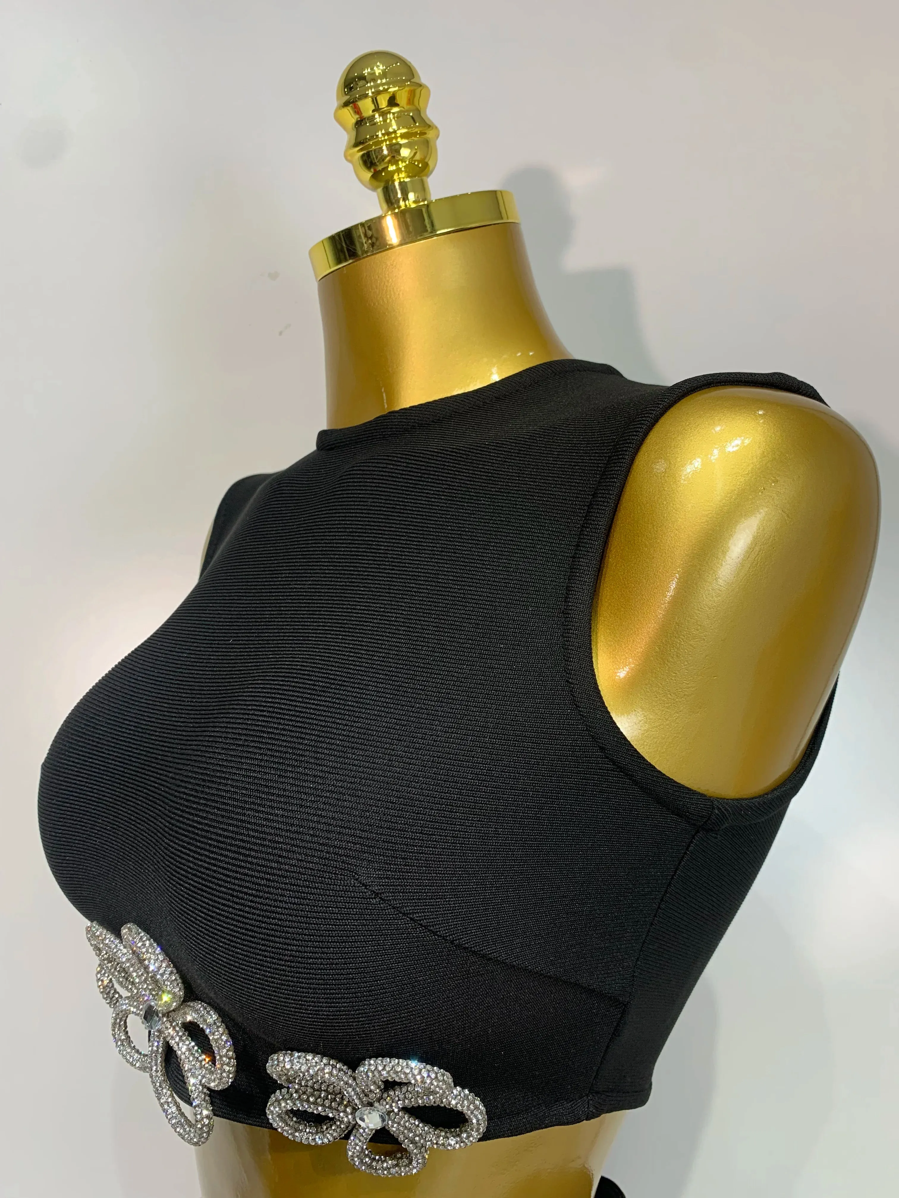 Black Mini Bandage Skirt Suit