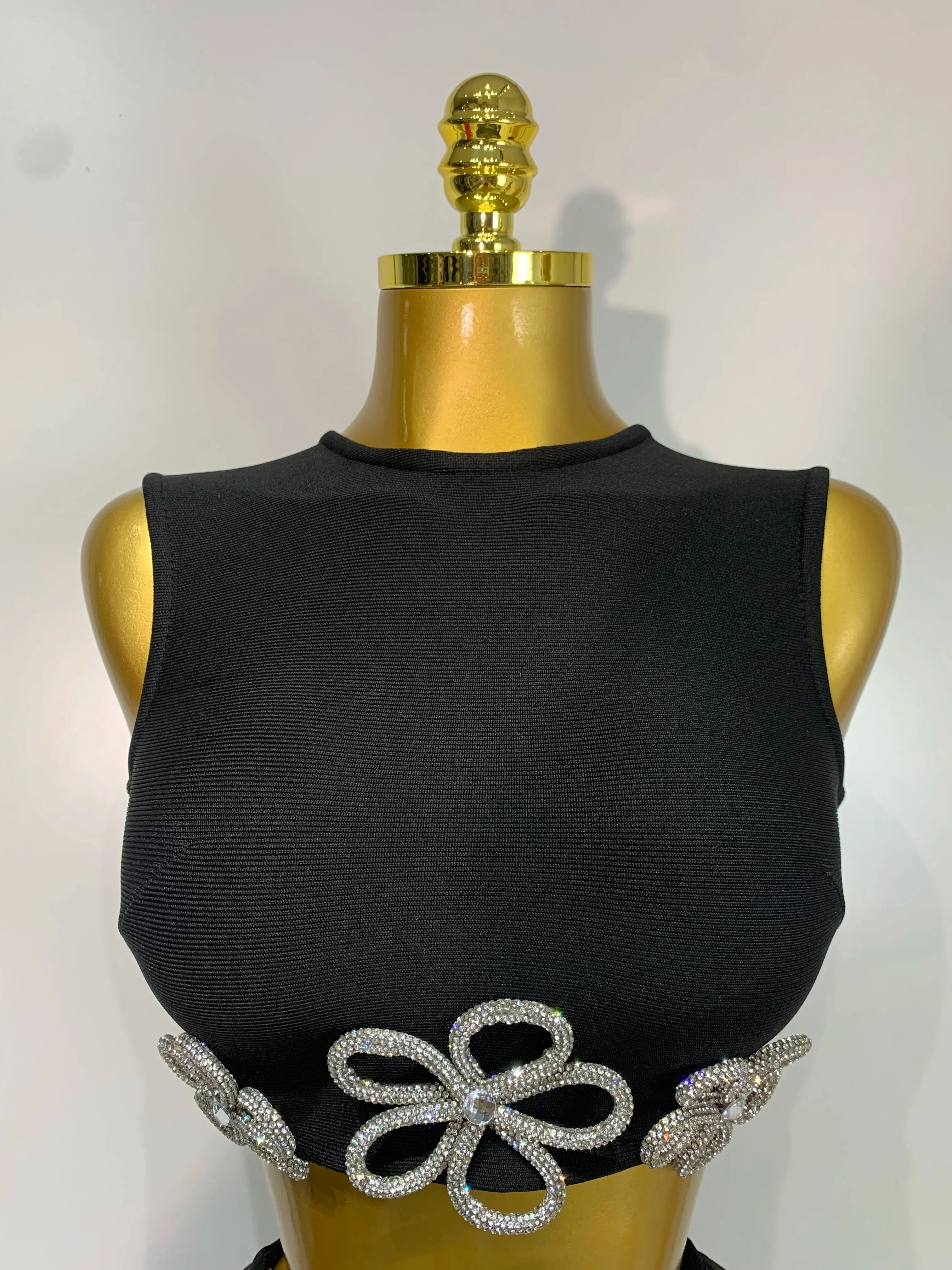 Black Mini Bandage Skirt Suit