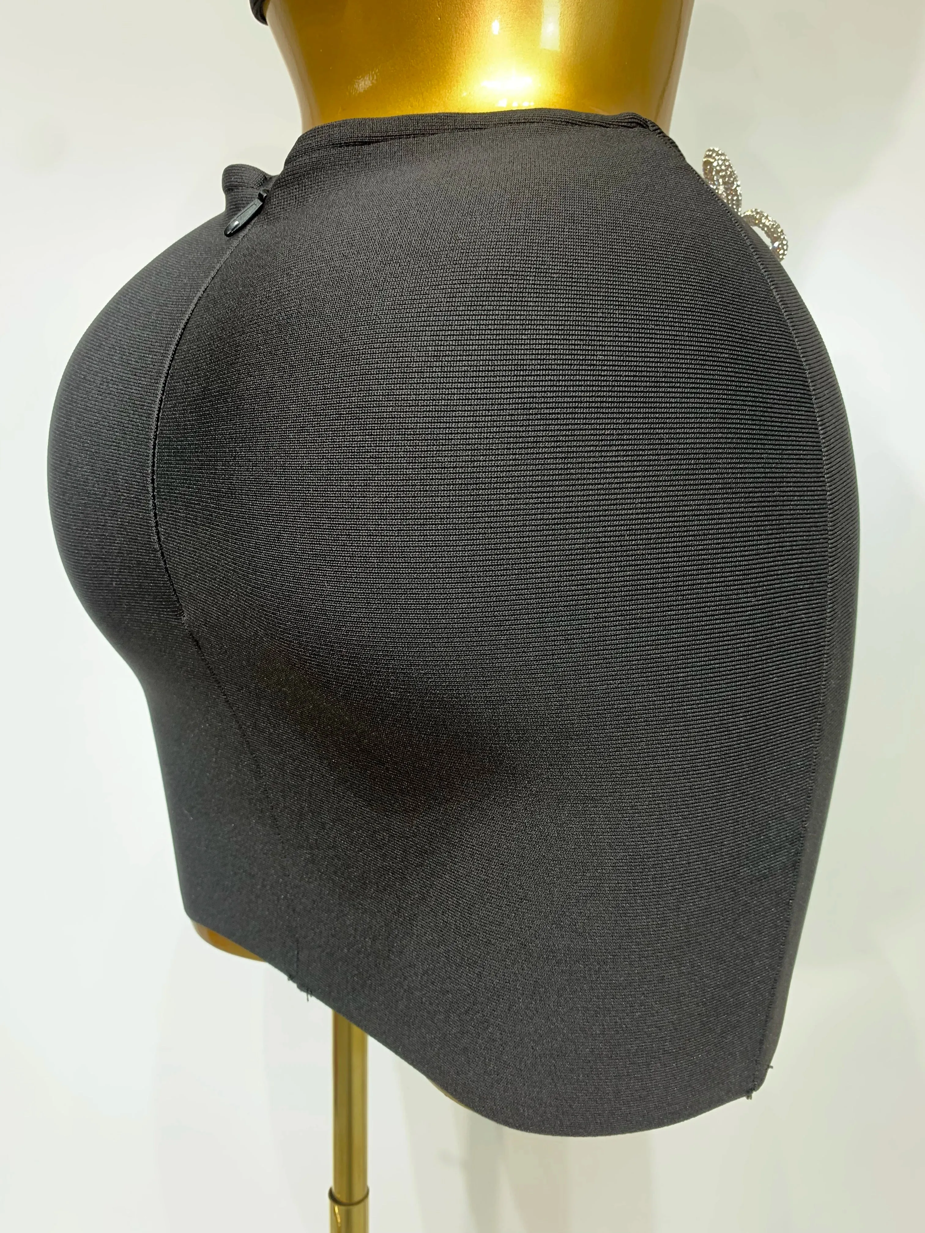 Black Mini Bandage Skirt Suit