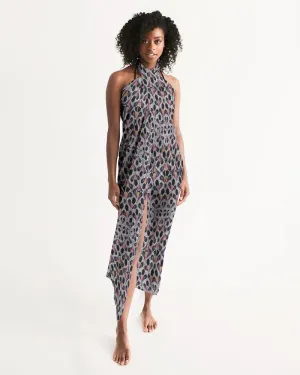 Black Purple Feather African Print Swim Cover Up
